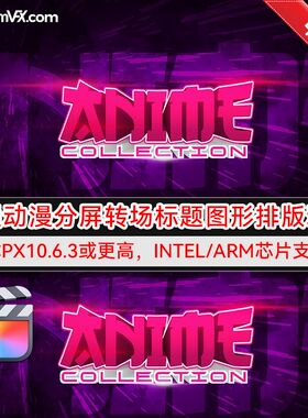 FCPX中文插件-50个卡通分屏转场标题排版动画 Anime Collection