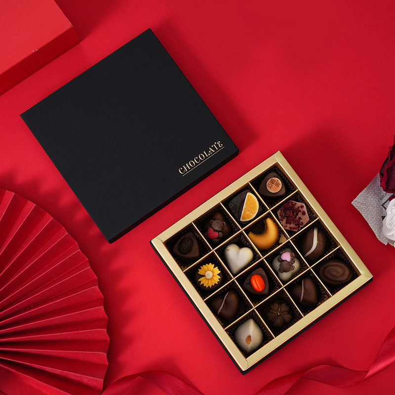 10个新款高档纸9格16/25格DIY星空巧克力包装礼硬盒子定制手提