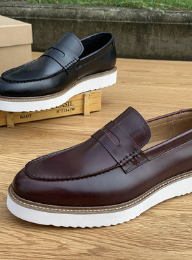 撤柜清仓真皮男鞋新款商务休闲鞋一脚蹬牛皮乐福鞋男Ernest Free