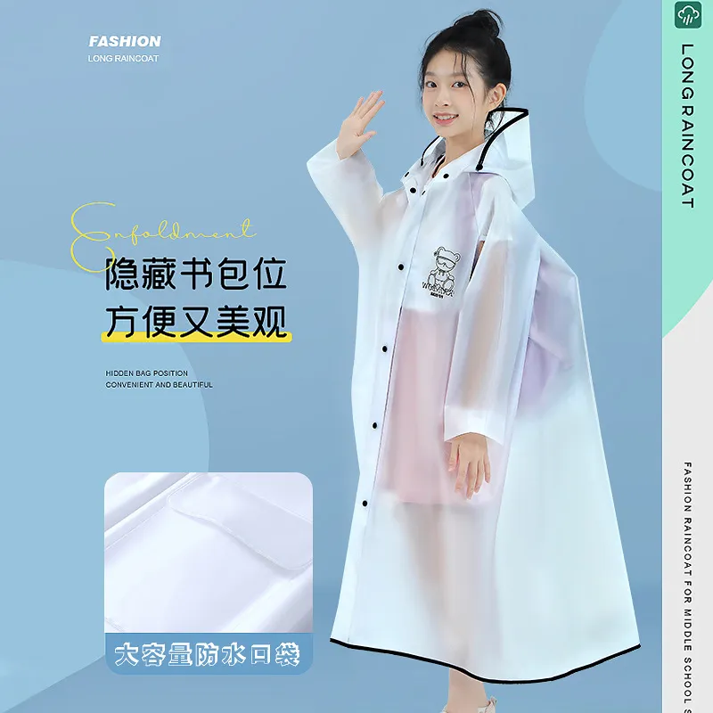 新款加厚防水雨具时尚卡通EVA宝宝雨披带书包位儿童雨衣