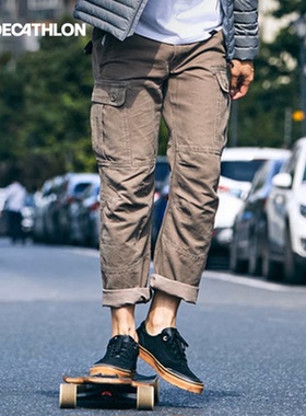 迪卡侬休闲裤男秋冬户外宽松直筒工装裤运动大码厚裤子ODT1