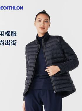 迪卡侬女士长袖保暖夹克秋冬户外健身防泼水抗风长袖运动外套SAG2