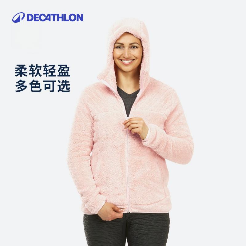 迪卡侬摇粒绒外套女羊羔绒