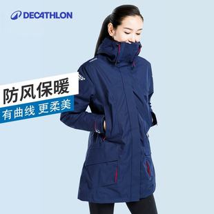 迪卡儂外套女加絨加厚防風(fēng)戶外保暖防水戶外服男秋冬帆船上衣ODT3