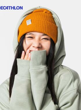 迪卡侬帽子女秋冬针织帽毛线帽冷帽月子帽保暖男春秋圆脸潮 OVWH