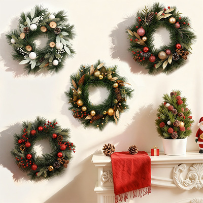 圣诞节装饰品花环创意花圈门挂场景布置圣诞树圈挂饰挂件门饰吊饰