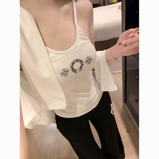 2025秋季新款圆盘印花吊带开衫两件套设计感时尚百搭辣妹小众上衣