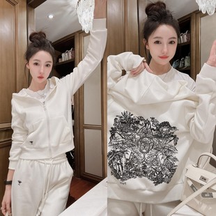 休闲连帽长袖 时尚 百搭 后背印花运动套装 203田娇baby