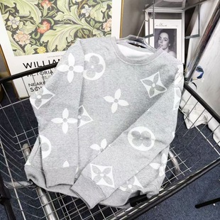 早秋灰色圆领无帽卫衣女装秋冬2025新款简约设计感宽松显瘦上衣