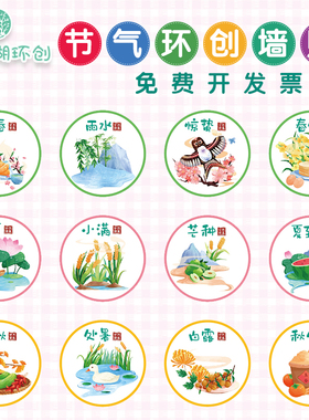 幼儿园楼梯24节气文化主题墙贴画