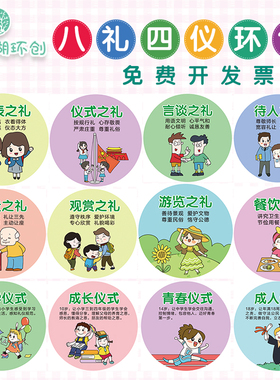幼儿园八礼四仪环创校园文明墙贴