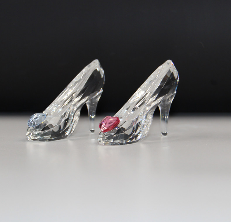 奥地利水晶灰姑娘水晶鞋闪亮汽车摆件礼物摆饰带礼盒蓝色心红心