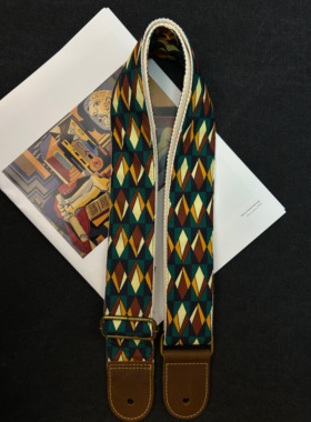 【原创】Loudspeaker 几何诗 意大利皮革工艺毕加索艺术吉他背带