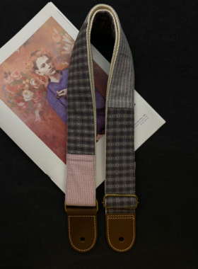 【原创】Loudspeaker 意大利皮革工艺手工紫色系拼布吉他背带