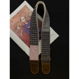 【原创】Loudspeaker 意大利皮革工艺手工紫色系拼布吉他背带