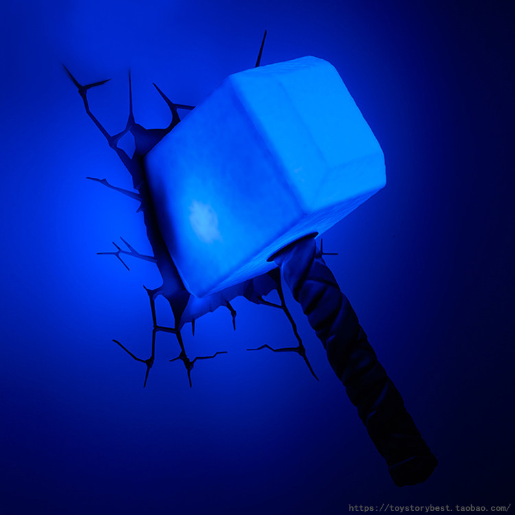 漫威/marvel复仇者联盟雷神之锤锤子创意礼物led小夜灯3d床头壁灯