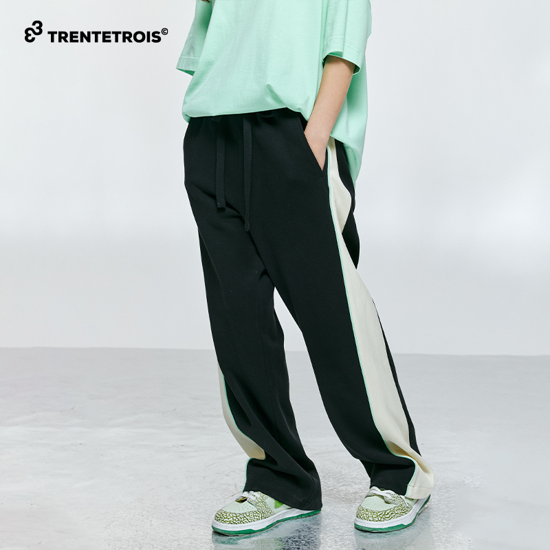 33潮牌休闲裤舒适针织面料拖地裤廓形脚口宽松时尚休闲裤
