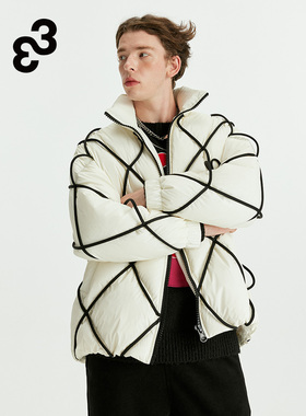 33潮牌冬季新款羽绒服特殊夜光反光面料个性时尚潮流休闲羽绒服