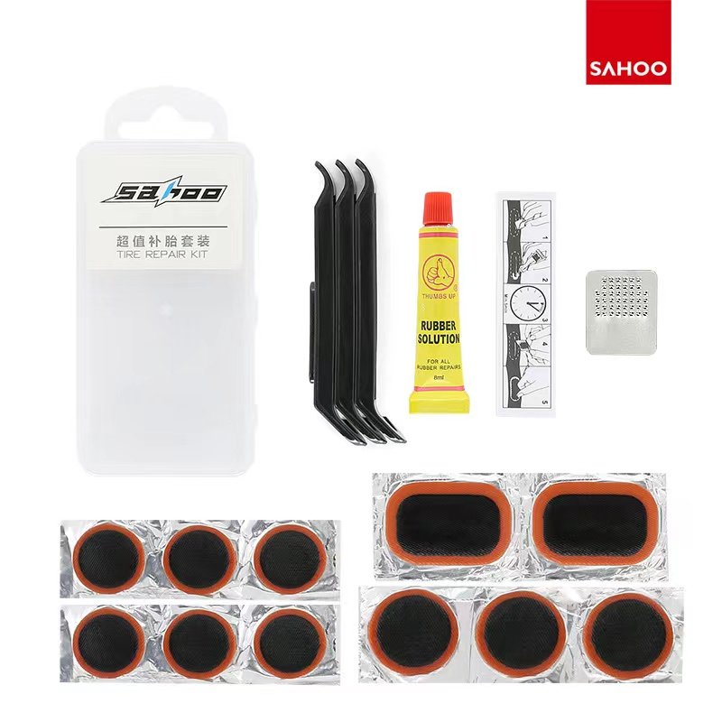 美利达通用山地车补胎套装补胎片胶水撬胎棒自行车内胎修理工具包