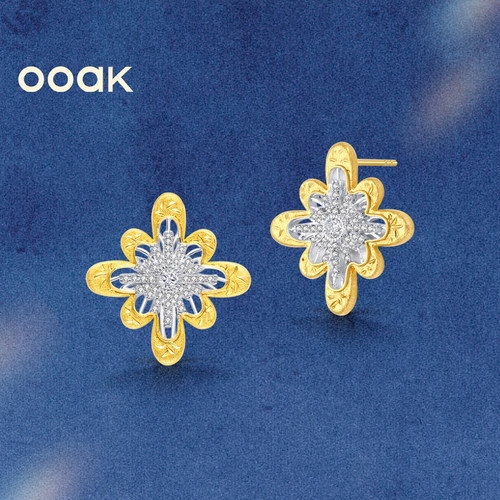OOAK雕金烟花雨项链耳钉戒指手镯手链