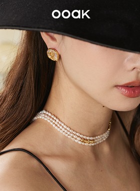 【经典热卖】OOAK流金油画肌理泡沫满圈多圈珍珠气质长项链轻奢