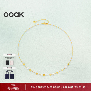 OOAK流金系列熔岩肌理珍珠精美抽拉可调项链多层叠戴精美气质