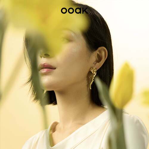 OOAK18k镀金花卉女首饰套装