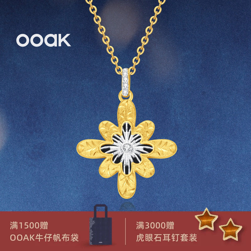 OOAK界格雕金烟花雨黑玛瑙雕金银项链原创设计女士锁骨链节日礼物