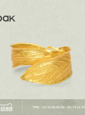 OOAK活山系列月桂叶开口吸睛原创手镯气质秋冬手镯节日礼物