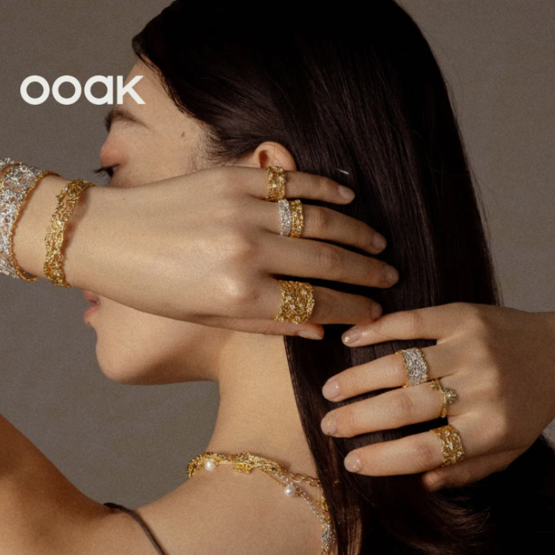 OOAK女925银镀银5A锆石时尚戒指