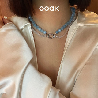 【新品上市】OOAK油画肌理泡沫海蓝宝黑玛瑙双层项链轻奢锁骨链
