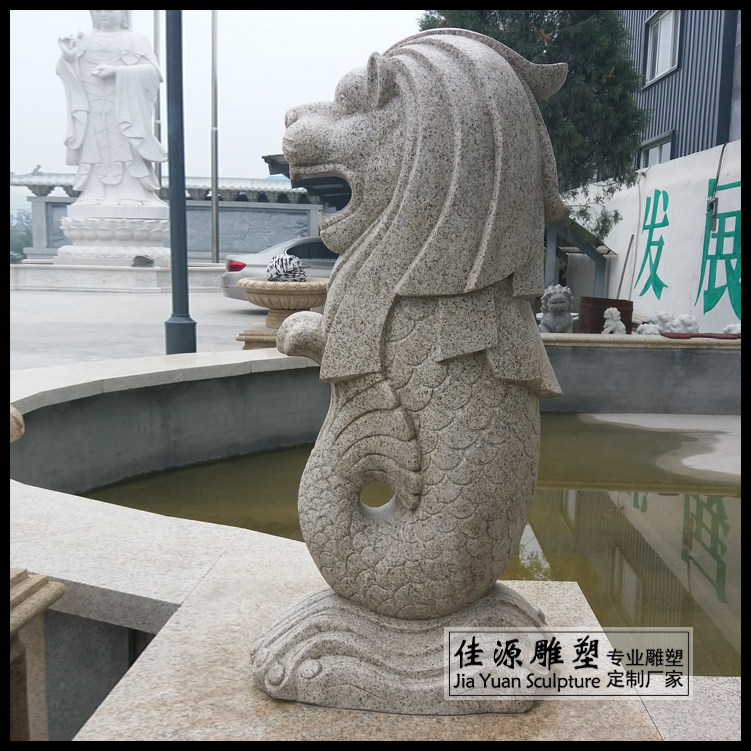花岗岩石雕喷水海狮雕塑流水动物摆件大理石海马海狮雕刻鱼尾狮