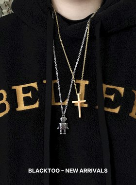 钛钢钢制情侣款机器人项链