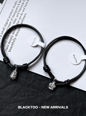 情侣黑色蜡绳925银甜妹华丽