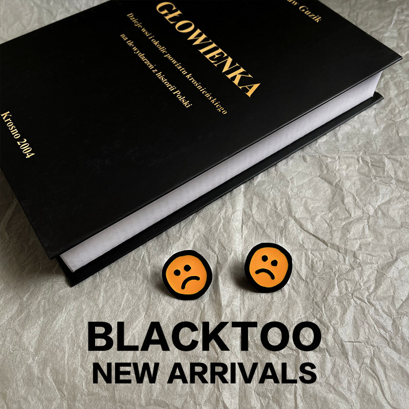 blacktoo/不高兴脸徽章 圆形黄黑色配色胸针包包帽子衣领配饰胸章