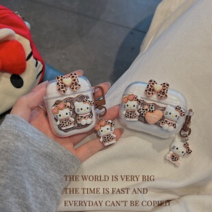 豹纹Kitty适用ikfultra/pet clip/funpro耳机air01/max6软壳air clip艺术版/freely/flymax/lite蓝牙保护套女