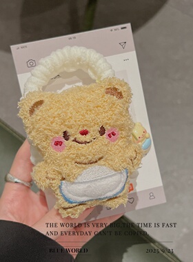 可爱毛绒黄油小熊适用联想lp40pro耳机收纳包lp23无线蓝牙套LP2pro零钱包EA110充电仓盒thinkplus防摔保护套