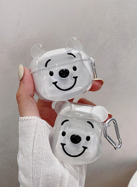 透明维尼熊适用QCY T13x/MeloBudsanc蓝牙耳机保护套T18/T20卡通ht03创意T17S防摔Ailypods/Arcbuds软壳