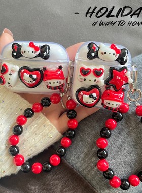 暗黑kitty适用魔音studiobuds保护套莅莱linkpods绿联t3/t6耳机壳三星软壳唐麦W9/20黑暗一加z/小度 Pro女款