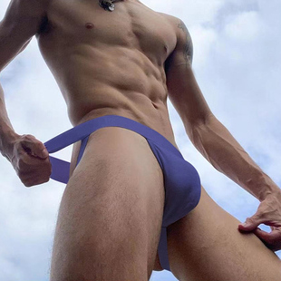 新款丁字裤男莫代尔粉色镂空低腰性感骚同志男生免脱双丁内裤包邮