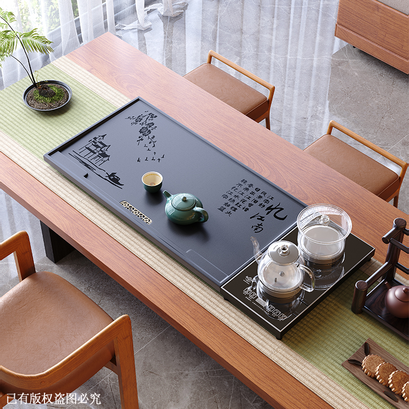 茶盘乌金石一体全自动茶盘桌上茶台家用套装办公简约茶台烧水壶