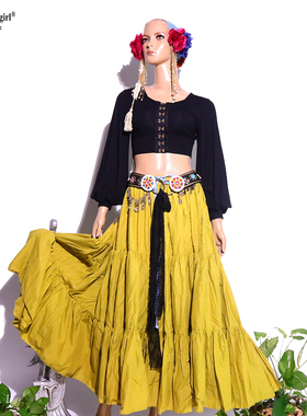 舞蹈服ATS部落肚皮舞上装2022年新品人棉露背灯笼袖EDSS09