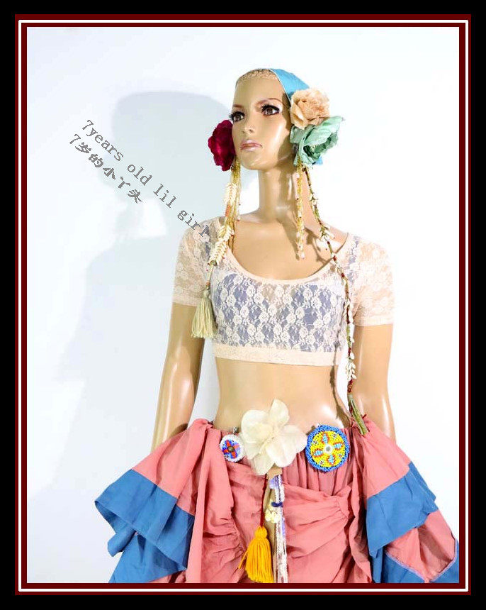 ATS部落肚皮舞choli2018年韩国蕾丝大圆领露背短袖上衣新品DDX10