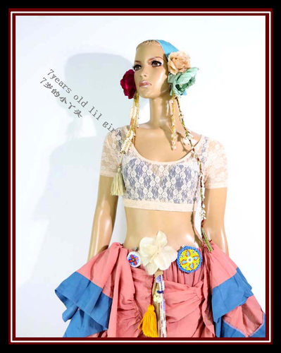 ATS部落肚皮舞choli2018年韩国蕾丝大圆领露背短袖上衣新品DDX10