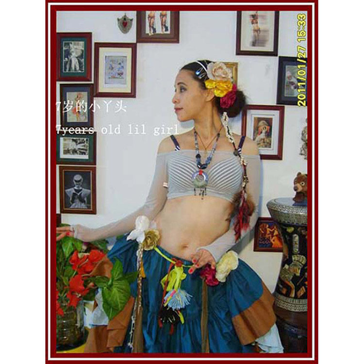 肚皮舞上衣秋冬网纱 2019新款台湾水纱无肩扣指小丫原创 CG30 1