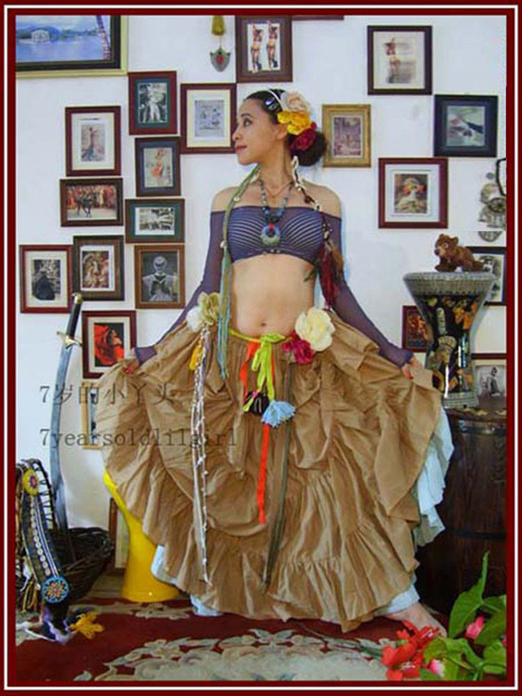 肚皮舞品牌设计上衣秋冬网纱 台湾水纱无肩扣指小 CG08