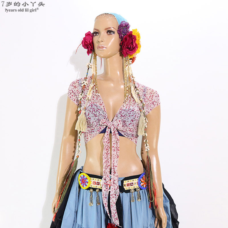 肚皮舞东方舞网纱上衣2023春夏新款意大利水纱开襟无袖上衣CSS106