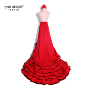 订做舞蹈服Flamengo弗拉门戈长尾裙BATA演出服西班牙舞服CWQ31