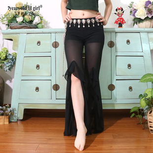 肚皮舞 裤子德国水沙前衩荷叶边喇叭裤小丫原创设计CL03