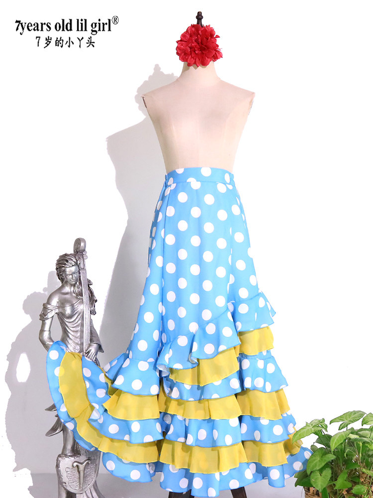 舞蹈服热销flamenco佛拉门戈西班牙舞裙包臀荷叶边裙红色7dtt34